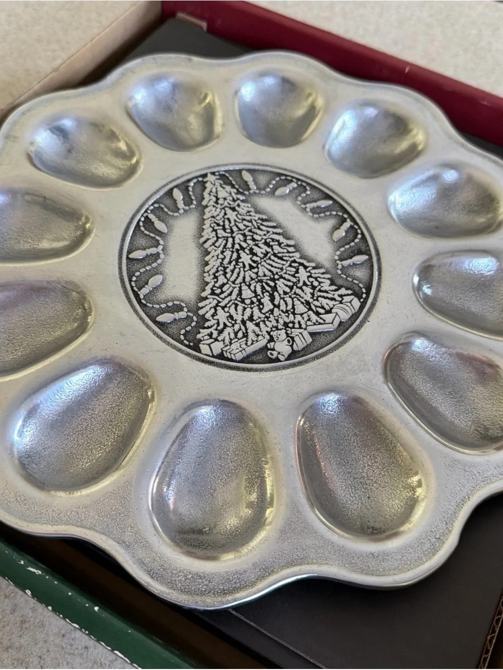 Wilton Armetale Pewter Holiday Tree Deviled Egg Server “tree light egg tray”